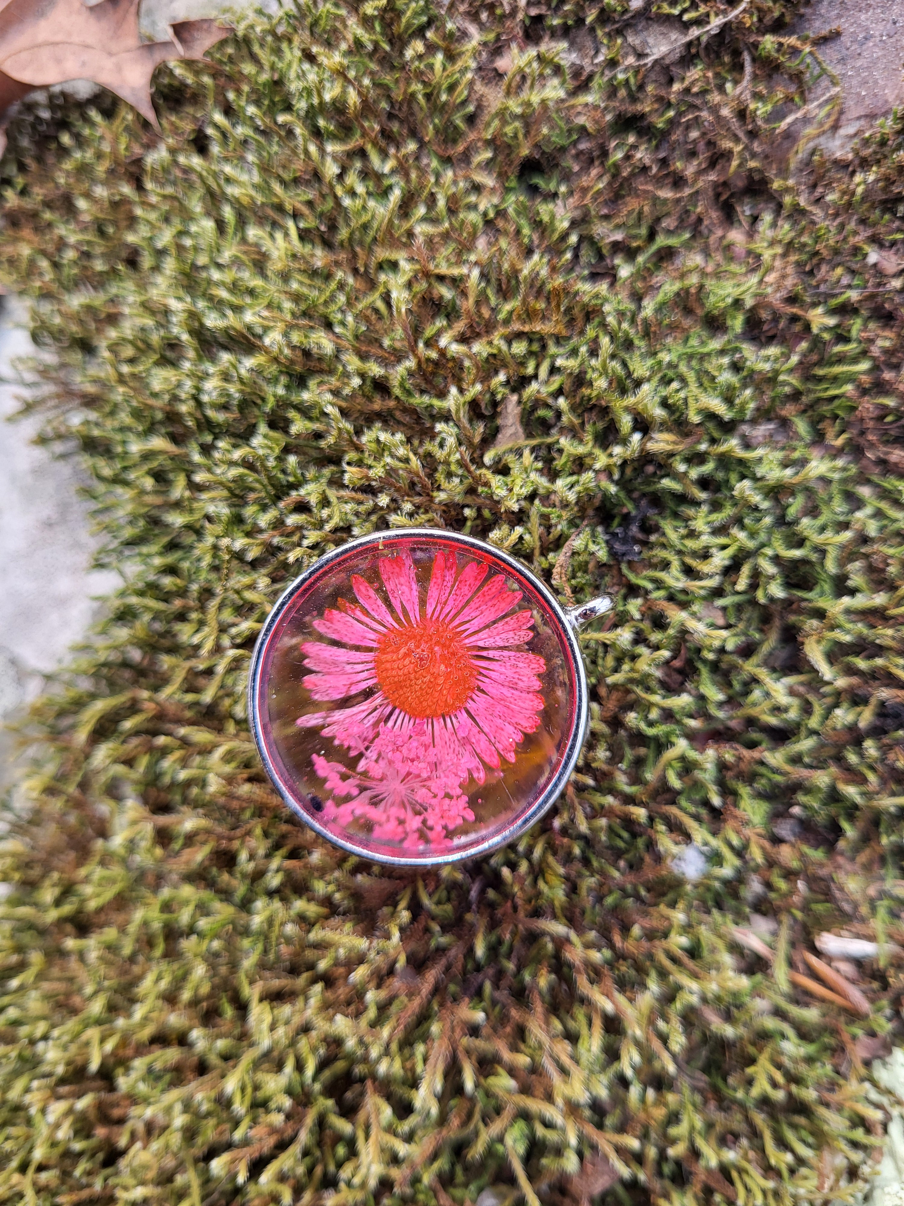 Pink flower pendant